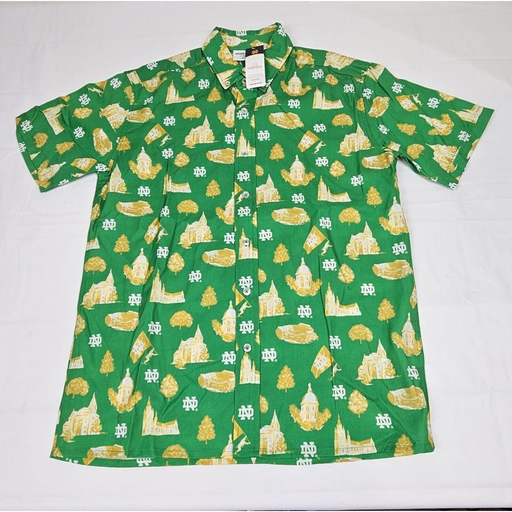 Notre Dame Button Up Shirt Mens Small. Uscape Apparel AOP College ShortSleeve
